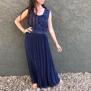 vintage 90s gauze rayon dress with whimsical embroideries & wood beads